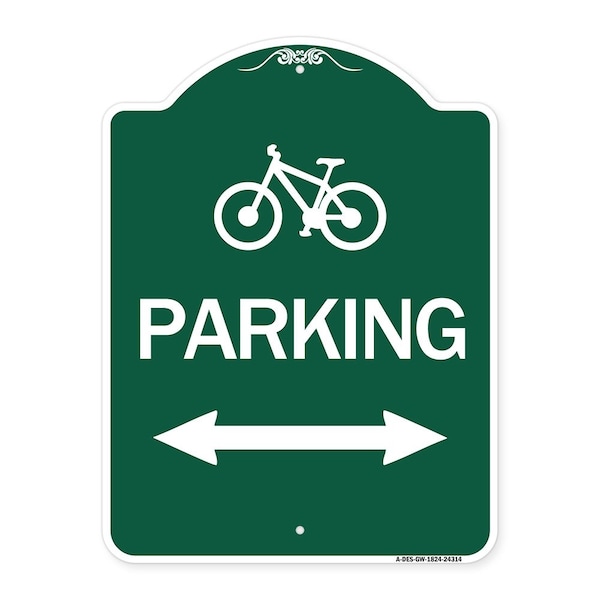 Signmission Bicycle Parking W/ Bidirectional Arrow, Green & White Aluminum Sign, 18" x 24", GW-1824-24314 A-DES-GW-1824-24314 - main